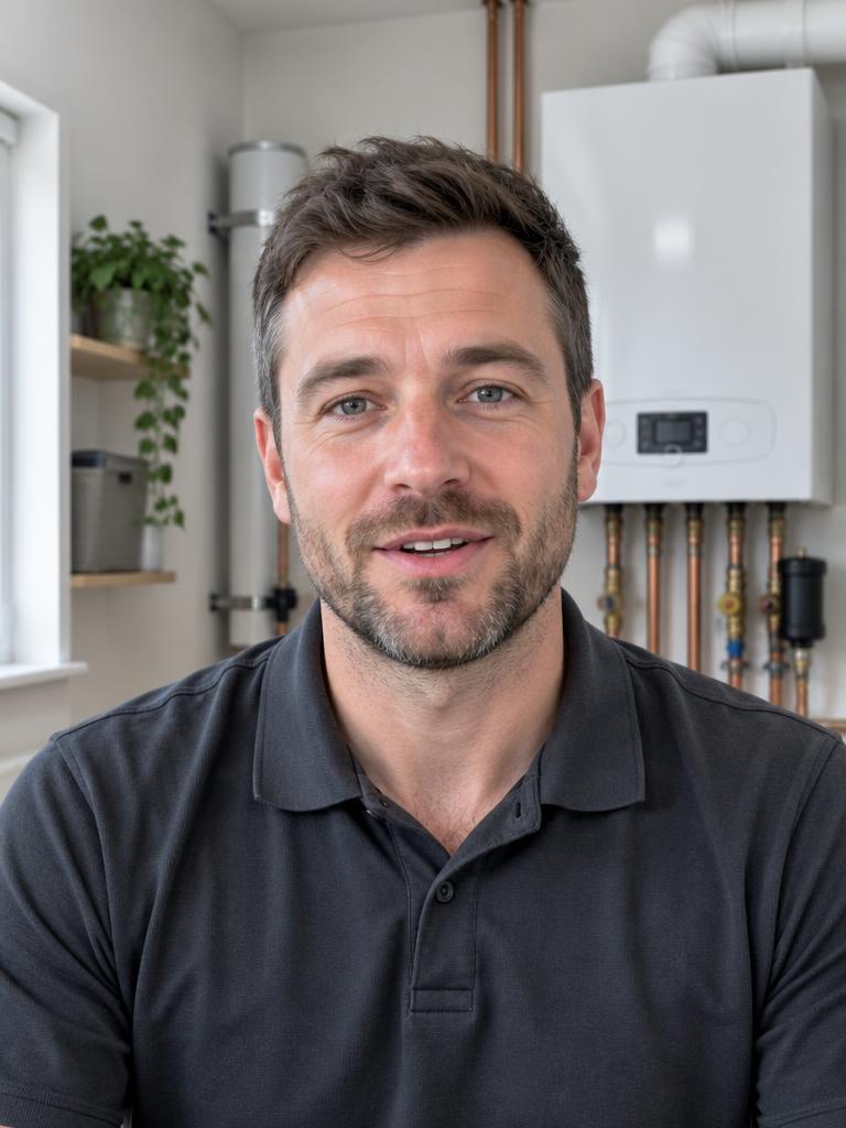 Heating engineer on a video call